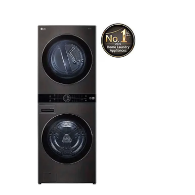 LG WashTower™ 17kg/16kg - AI Direct Drive, TurboWash 360°, Heat Pump Dryer, Black Stainless